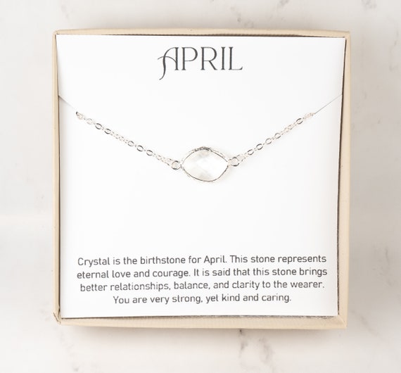 April Birthstone Necklace Crystal Silver Necklace April - Etsy