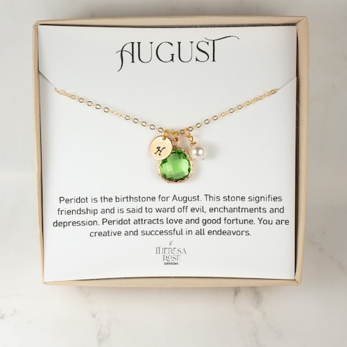 August birthstone cheap gold necklace