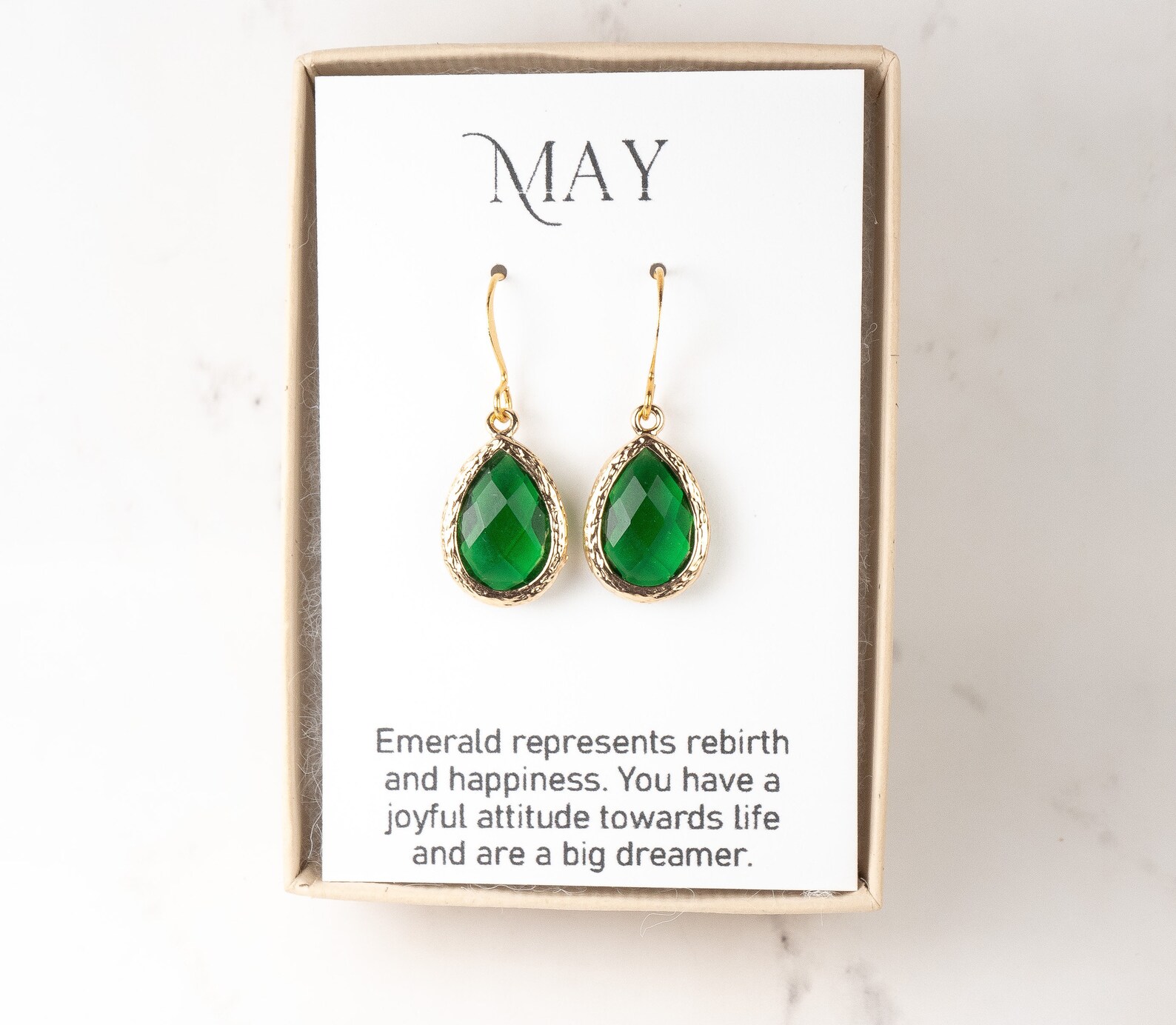 May Birthstone Earrings Emerald Gold Teardrop Earrings May - Etsy