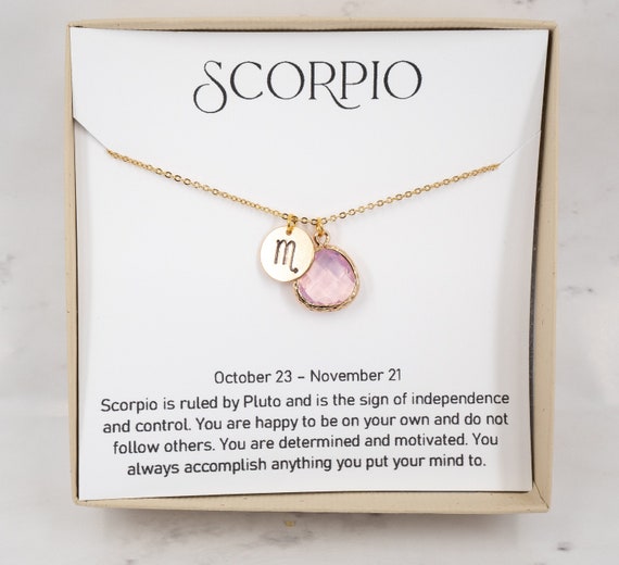 pic Scorpio October Birthstone Color scorpio zodiac gold necklace scorpio october necklace etsy