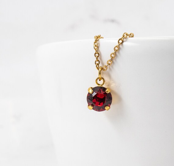January Birthstone Necklace Garnet Swarovski Necklace January