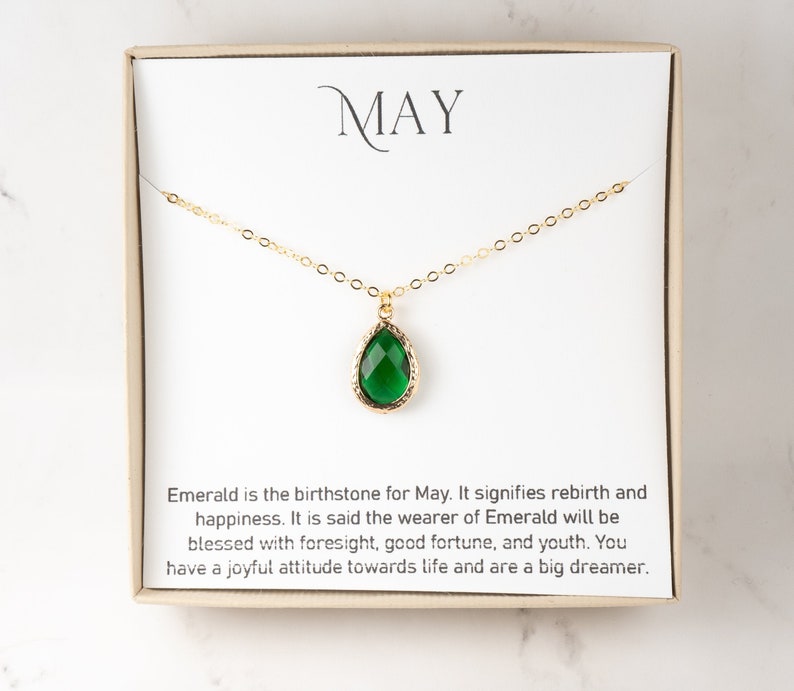 May birthstone necklace gold Clearance