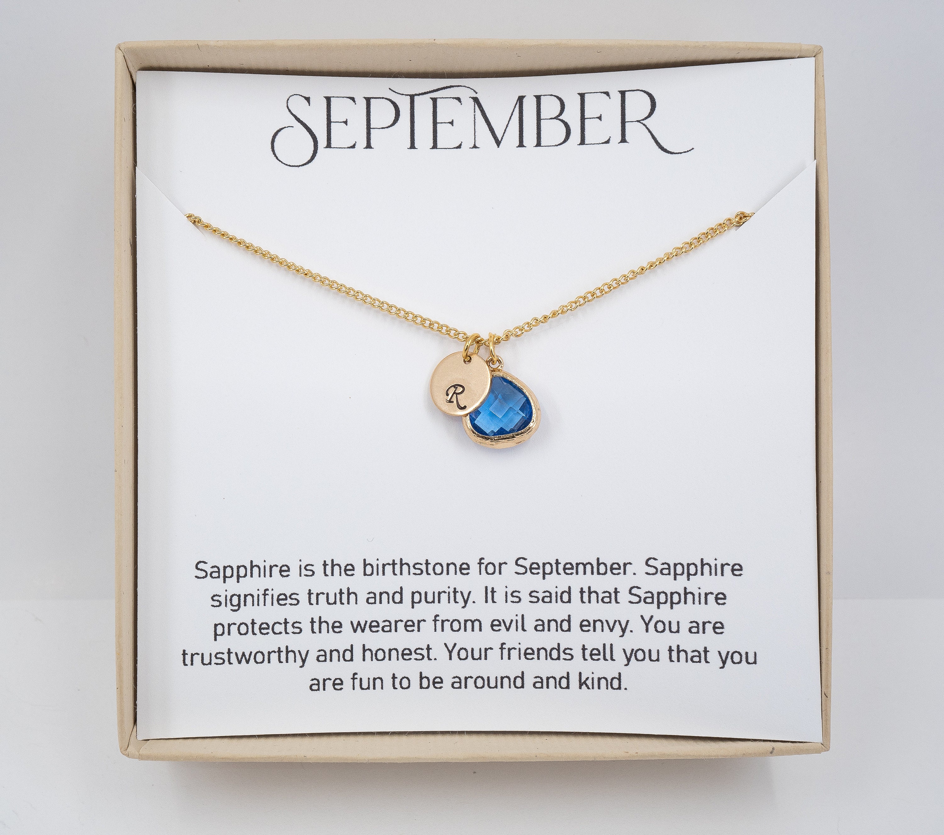 Little Girl Personalized September Birthstone Necklace Little