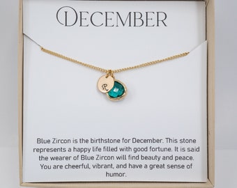 Girls Personalized December Birthstone Necklace, Girls Jewelry, Little Girls Necklace