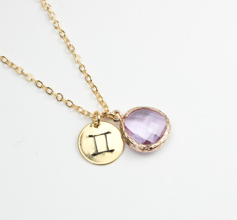 Gemini Zodiac Gold Necklace Gemini June Necklace June Etsy