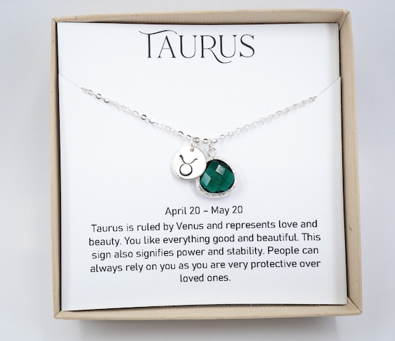 Amazon.com: Taurus May Birthstone Gold Necklace Jewelry, Birthday Gift For  Women and Girlswith Horoscope Message Card : Handmade Products