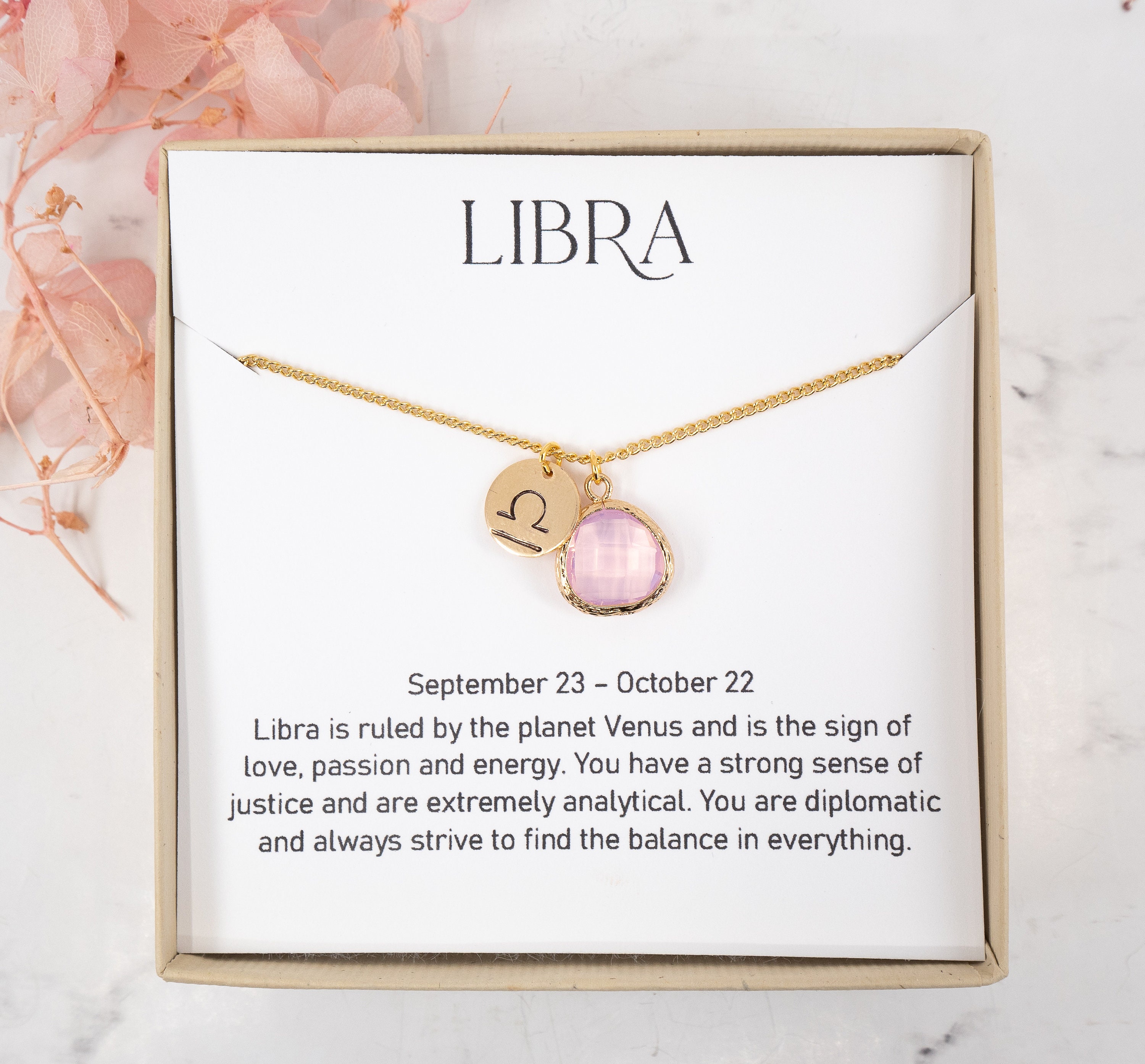 Libra Zodiac Gold Necklace, Libra October Necklace, October Birthday  Jewelry, October Birthstone Necklace, Zodiac Necklace - Etsy