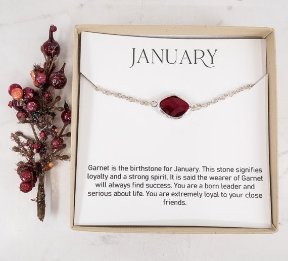 Garnet Bracelet January Birthstone Dainty  Dainty Rocks Jewellery