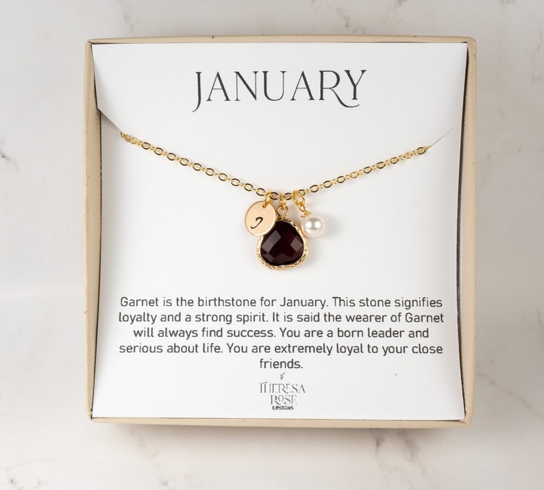 Personalized January Birthstone Necklace Gold Etsy