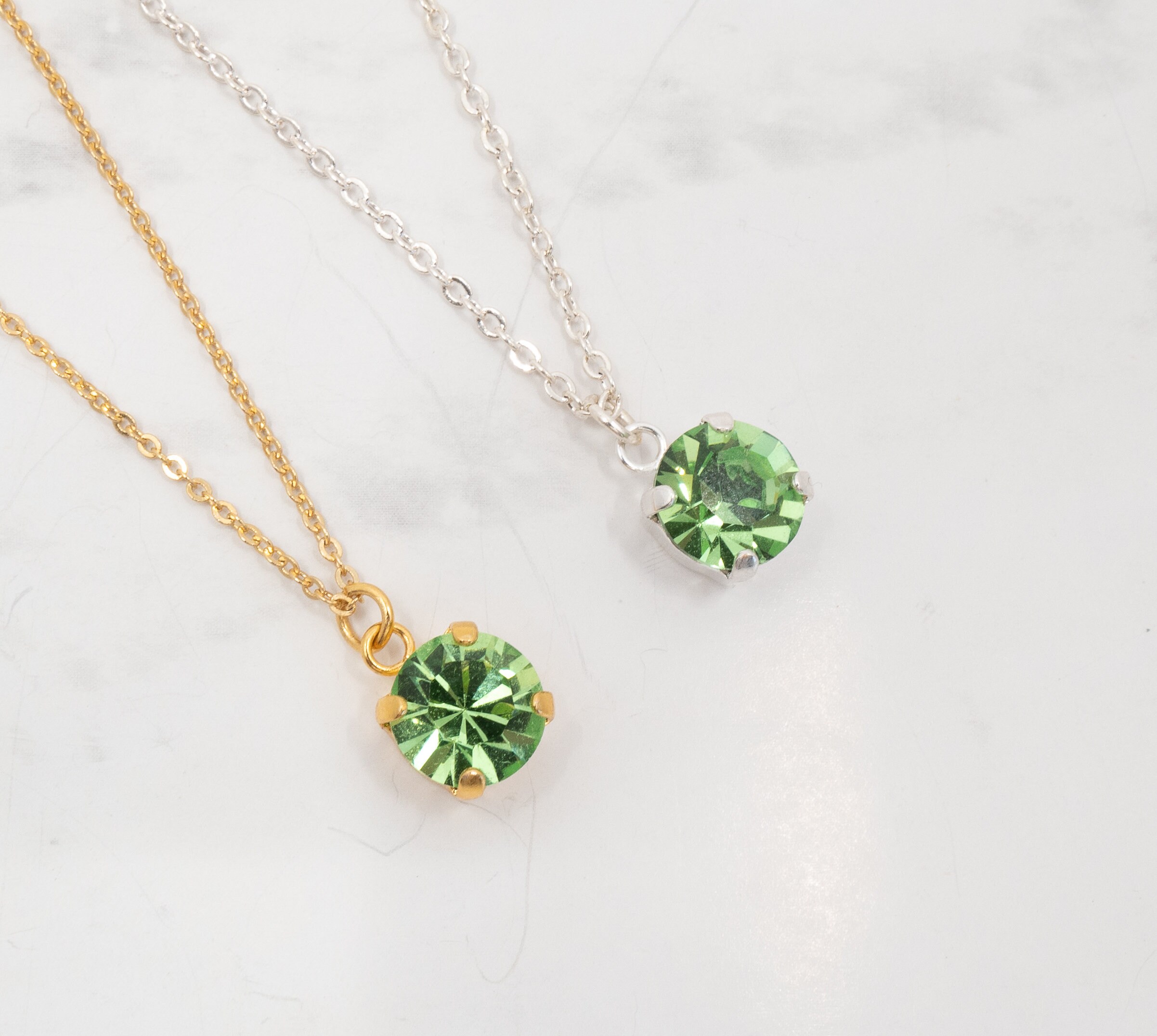 August birthstone necklace peridot swarovski necklace etsy