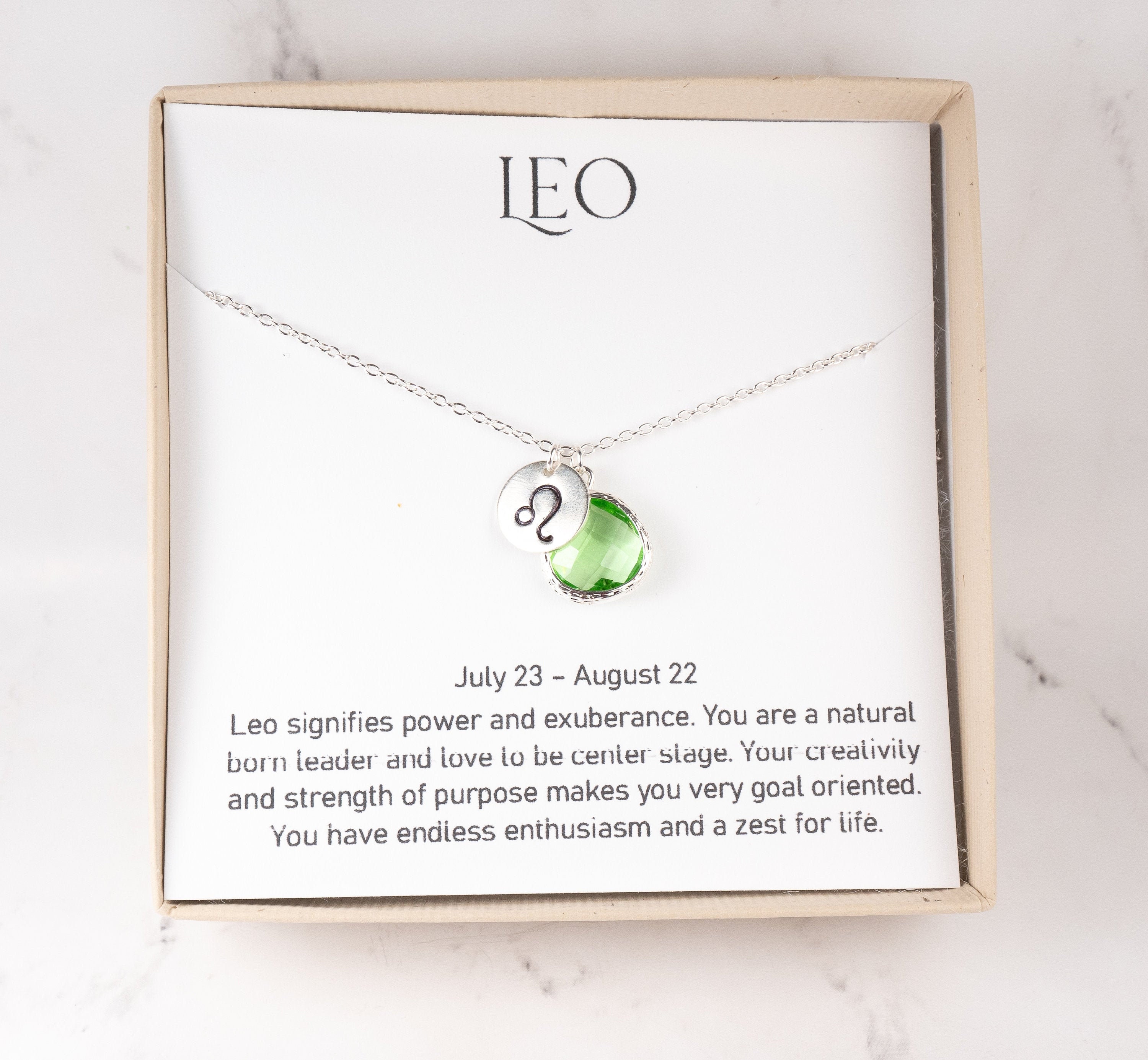 minimalist simple necklace custom personalized gift for women girl layered zodiac Leo necklace August birthday gift July