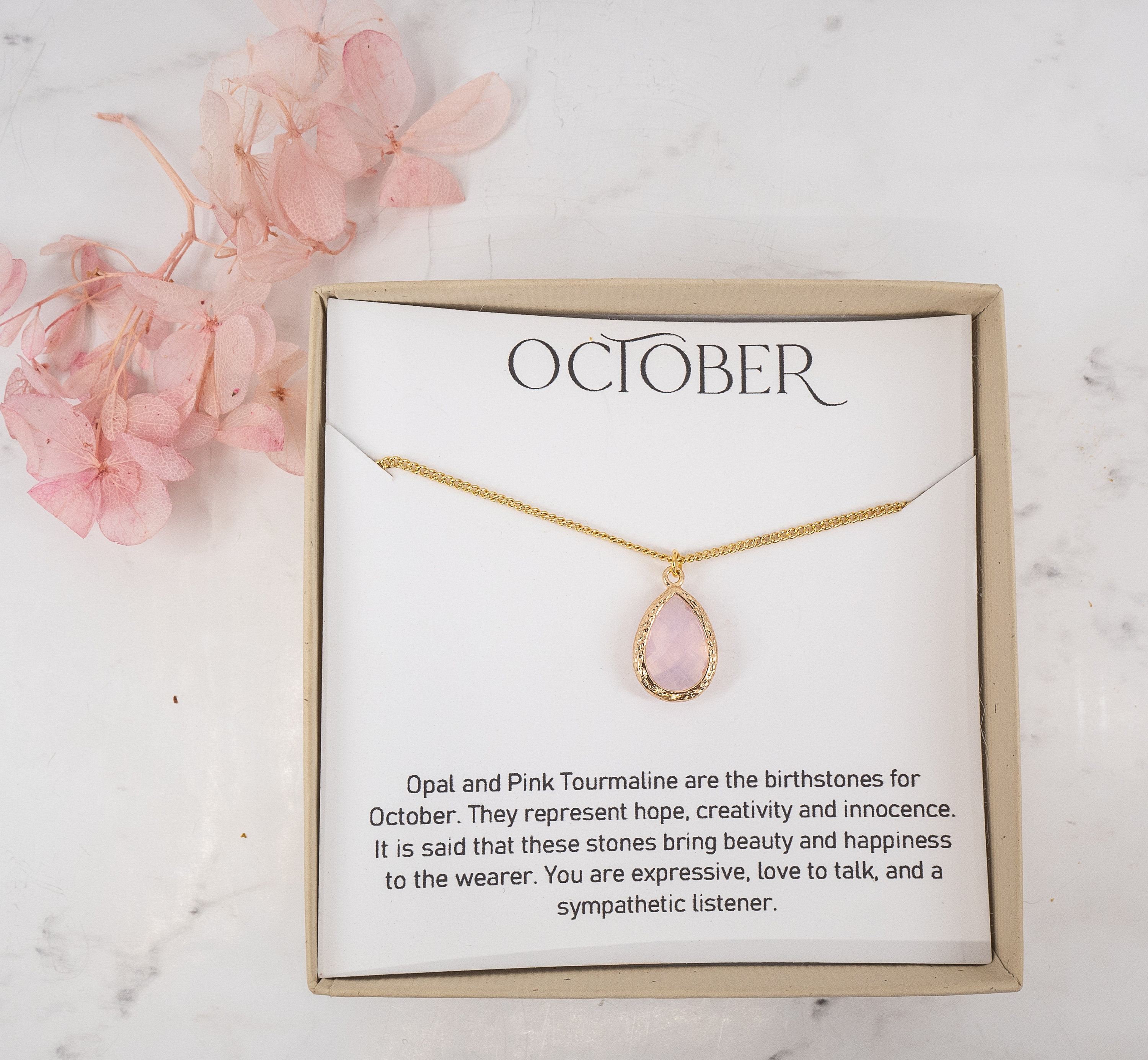 October Birthstone | Pink Opal Triple Necklace | Decadorn