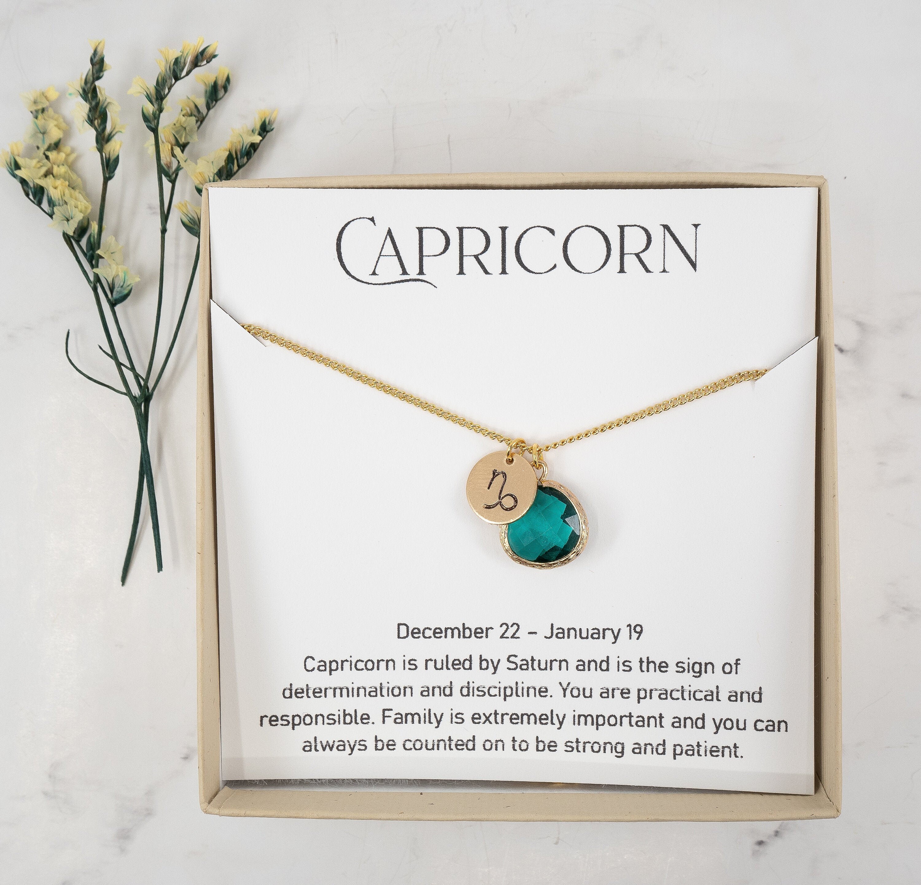 Capricorn Zodiac Gold Necklace 