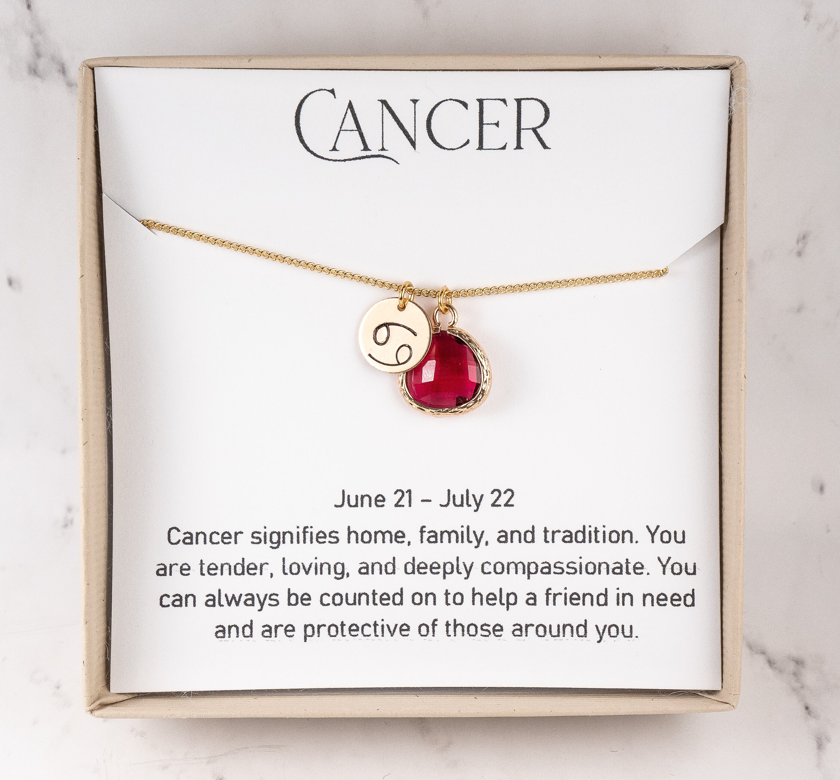 Cancer Zodiac Gold Necklace Cancer July 