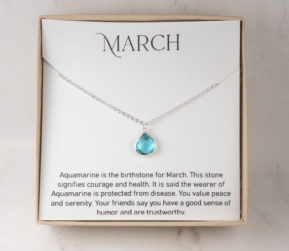 March Birthstone Necklace Tiny 