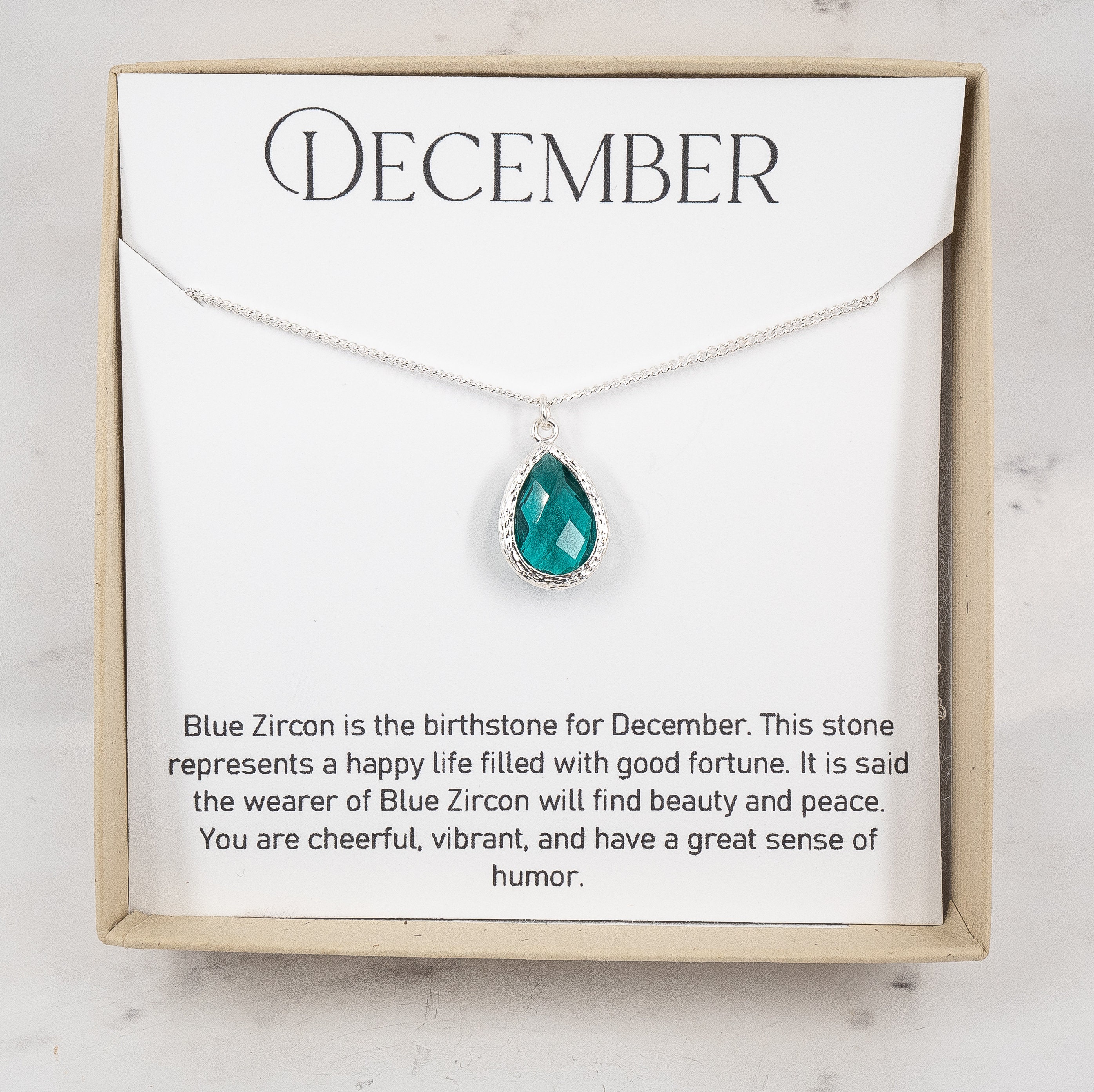 December Birthstone Necklace Blue 