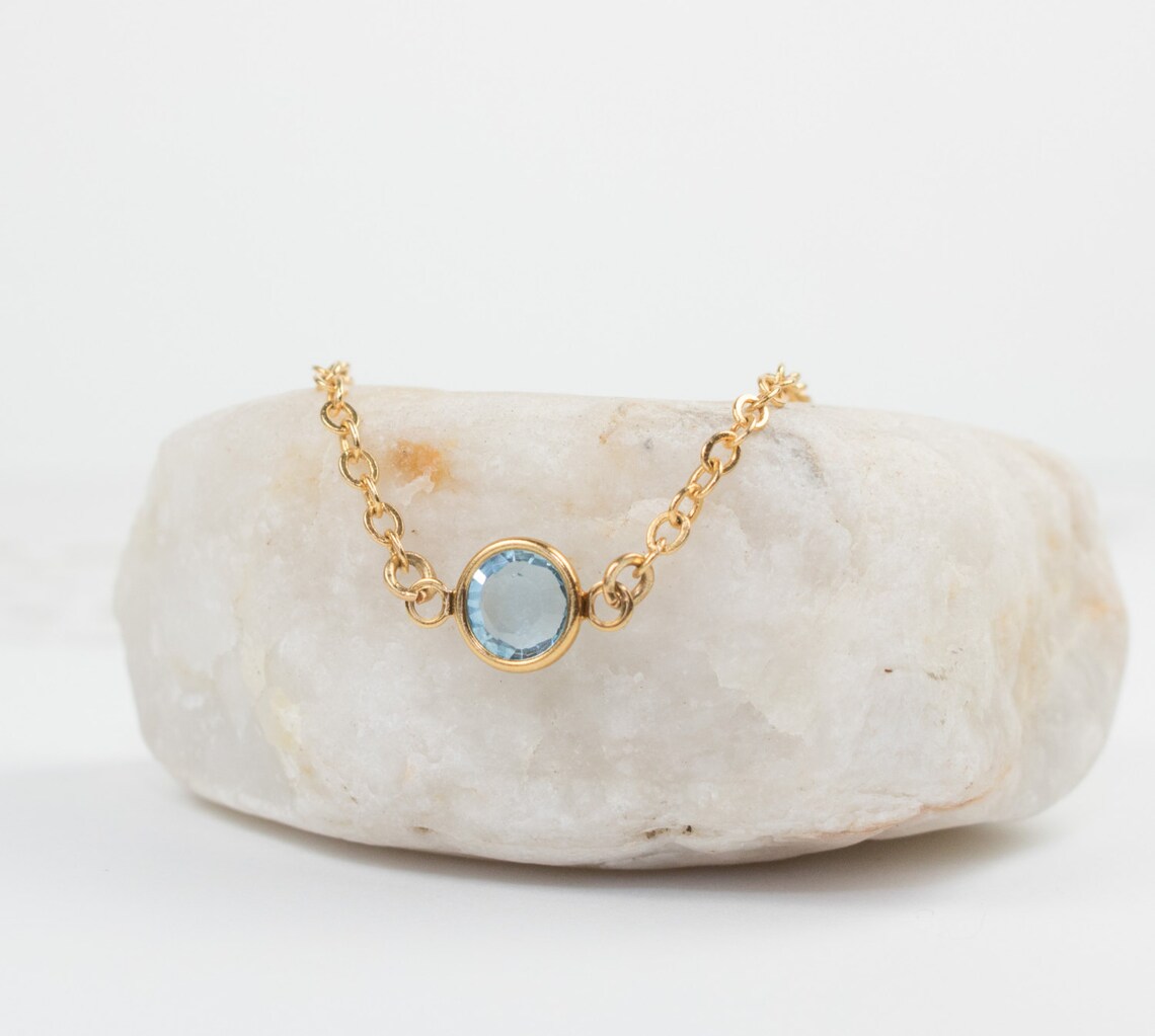 March birthstone gold necklace Clearance