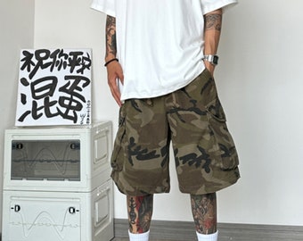 Retro-Cargo-Taschen-Shorts, italienische Sommerhose in Übergröße aus Baumwolle, Shorts der Marke Tide für Herren