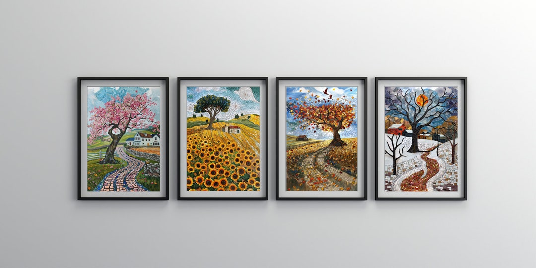 Four Seasons Mosaic Wall Art: Enhance Your Décor Season by Season - Etsy