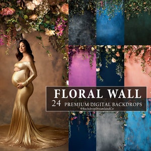 FLORAL WALL Backdrops Digital Multicolor Overlays Digital Floral Maternity Overlays Backdrops Textures Overlays Newborn for Photoshop Edit
