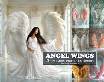 20 ANGEL WINGS Backdrops Digital Backgrounds Maternity Backdrop Angel Wings Overlays Studio Backdrops Photoshop Fine Art Textures Overlays