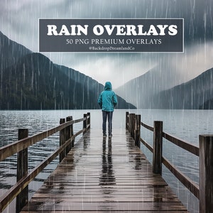 50 REALISTIC RAIN overlays Rainfall overlays Showers Blogger overlay Summer for Photoshop Overlay Autumn overlays weather Falling rain PNG