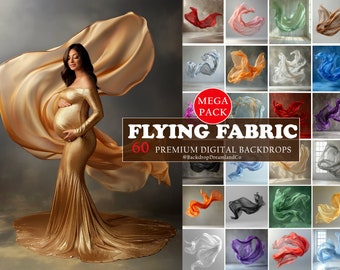 60 FLYING FABRIC Digital Backdrops Maternity JPG Backdrops Flowy Fabric Portrait Smoke Photoshop Studio Photography Digital Background