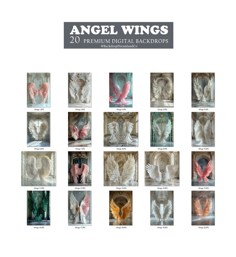 20 ANGEL WINGS Backdrops Digital Backgrounds Maternity Backdrop Angel ...