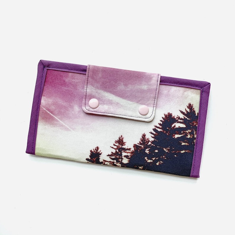 Vegan Friendly Clutch Wallet Quabbin Skyline // Photo Fabric Collection image 1