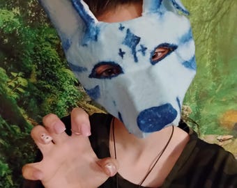 Handmade Felted Therian Mask: Winter Dog Cosplay