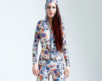 SALE: Blue Sugar Skull Catsuit