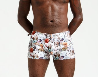 Puppy Print Mankinis For Poolside Lounging or General Hotness