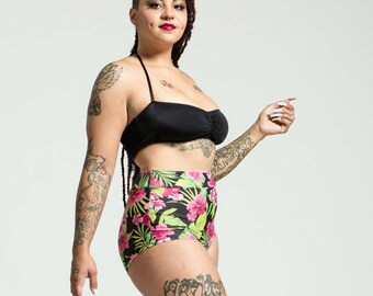 Extended Sizing Tahitian Princess High Waist Bikini Bottom Pinup Style