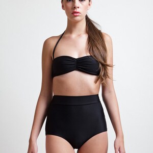 Caviar Black Super High Waisted Classic Pinup Style Bikini Bottoms image 3