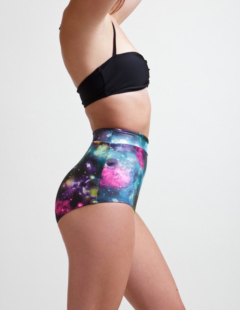 Galaxy Print Cosmic High Waisted Bikini Bottoms limited image 1