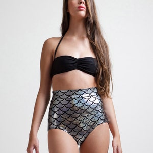 Pacific Silver Mermaid High Waist holograph metallic Bikini Bottoms