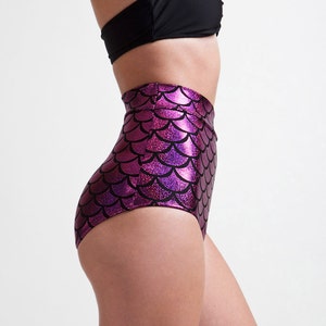 SALE Polynesian Pink Mermaid High Waist holograph metallic Bikini Bottoms