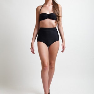 Caviar Black Super High Waisted Classic Pinup Style Bikini Bottoms image 2