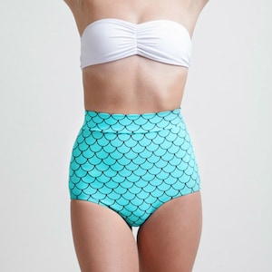 Seafoam Little Mermaid High Waisted Classic Pinup Style Bikini Bottoms