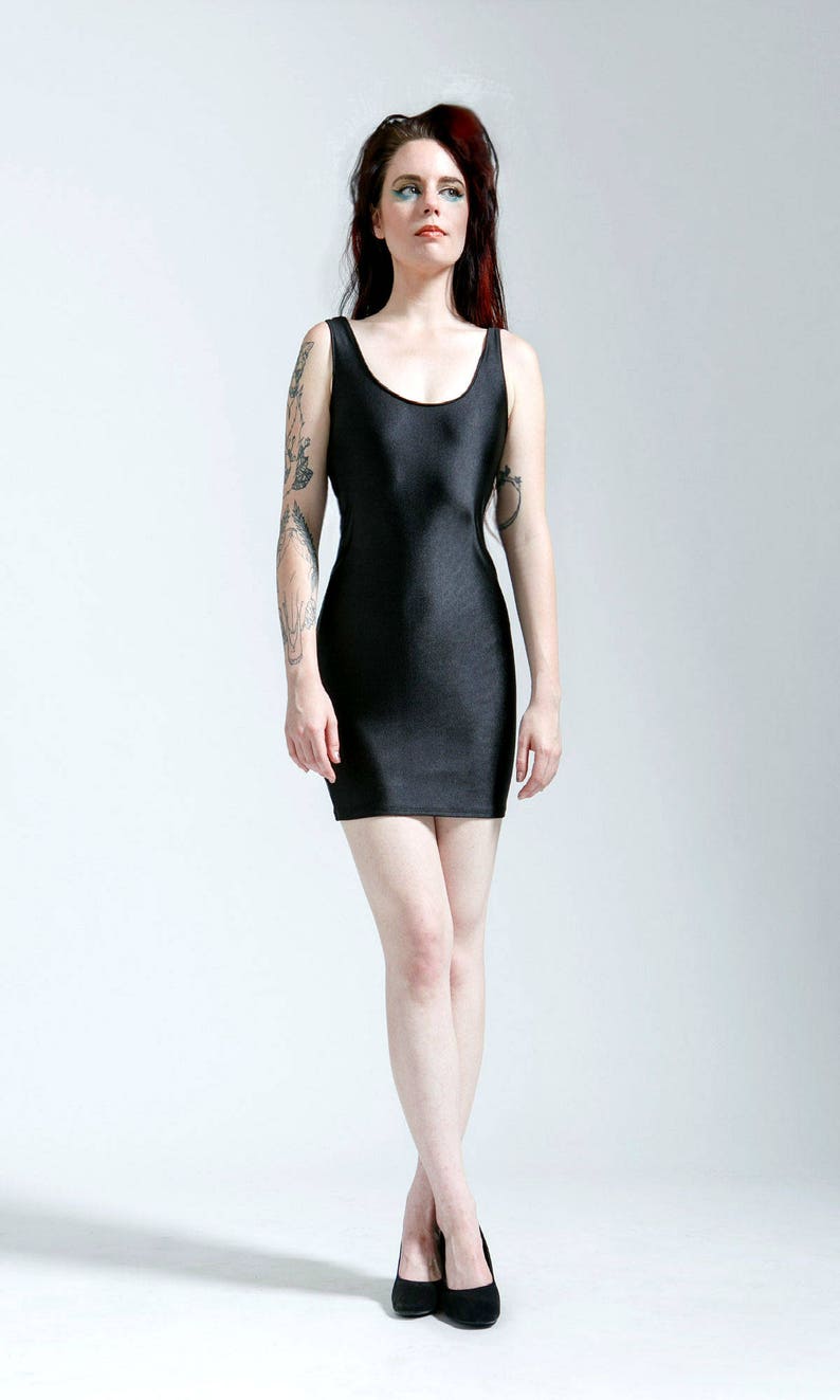 SALE Shiny Scuba Knit Most Basic Black Bodycon Dress Free Shipping image 2