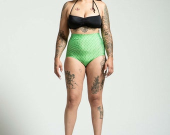 Extended Sizing Beach Safe High Waist Mermaid Bikini Bottom Pinup Style