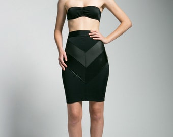 Furiosa Chevron Oil Slick Bodycon Pencil Skirt