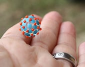 Blau Orange Handmade Lampwork Hutnadel
