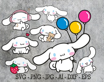 Kawaii Cinna Bunny SVG, Kawaii Cinna Bunny PNG, Kawaii Anime, Roll Bunny, Cinna Bunny , Cartoon Characters, Digital File, Cute Kitty