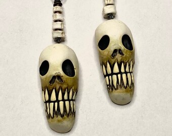 Rustic Small Skull Zombie Head Earrings