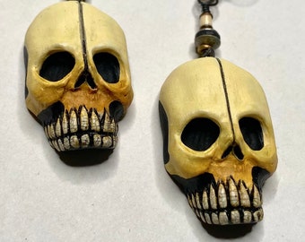 Voodoo Rustic Skull Zombie Head Earrings