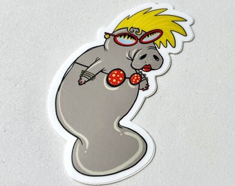 Sassy Sally Tacky Tourist Manatee Original Zombie Head Sticker