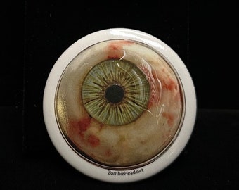 Eyeball Zombie Head Lapel Button Pin