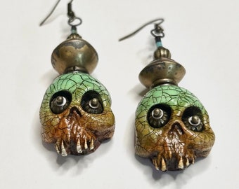 Jungle Treasure Zombie Head Earrings