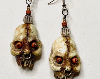 Halloween shrunken Zombie Head Earrings